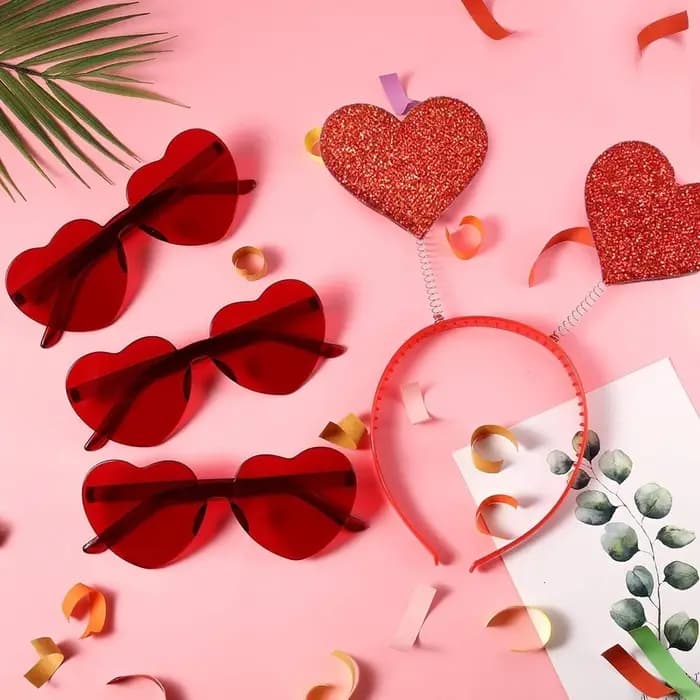 1/2 pièces saint valentin décoration paillettes coeur bandeau lunettes de soleil anniversaire de mariage fête d'anniversaire décor Photo stand accessoires