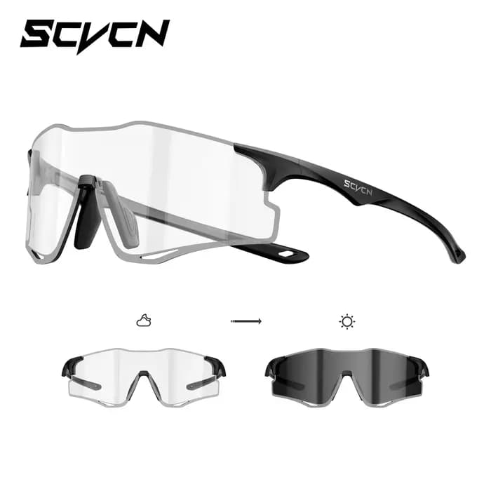 Lunettes de soleil de course légères SCVCN pour hommes, lunettes de cyclisme photochromiques UV400,