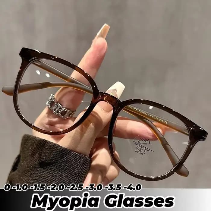 Lunettes ultralégères pour femmes, pour myopie, rondes, unisexes, lumière bleue, moins dioptrie, ver