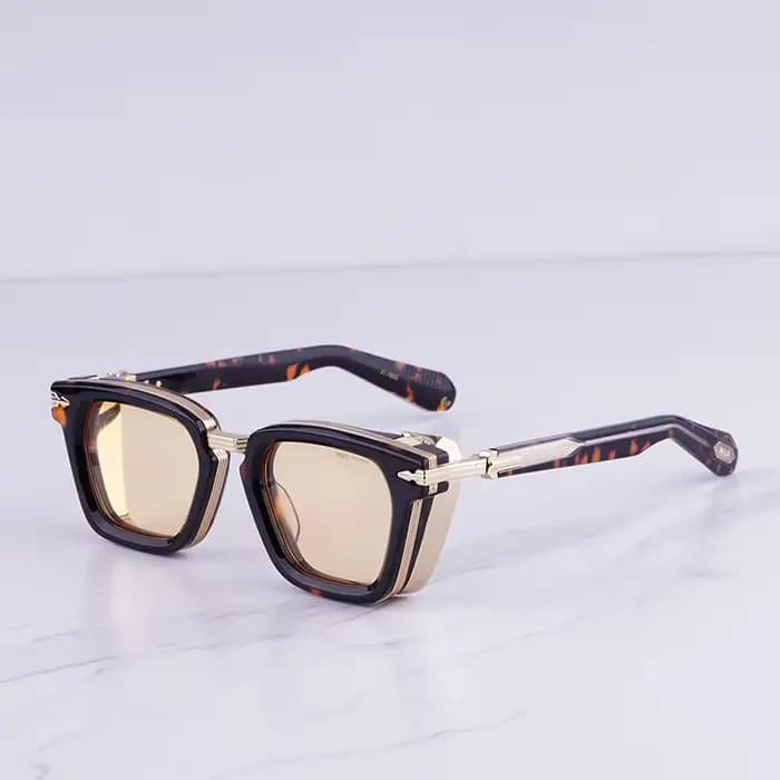 Lunettes de soleil carrées noires et argentées de luxe pour hommes, style classique, vintage, de qua