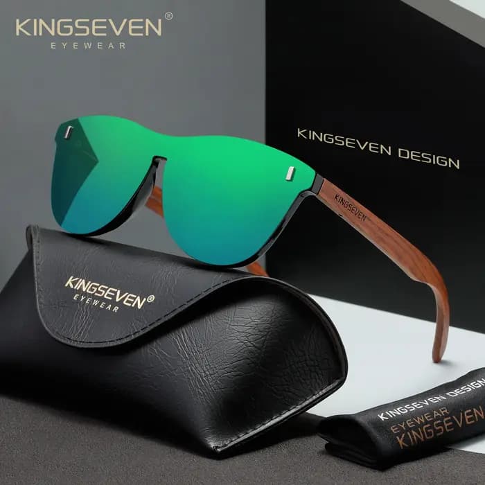 KINGSEVEN Lunettes de soleil en bois polarisées pour hommes et femmes