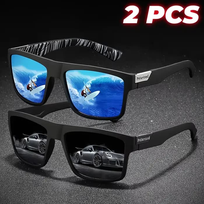 Lunettes de soleil de sport polarisées carrées rétro, légères UV400 pour la pêche et la conduite, un