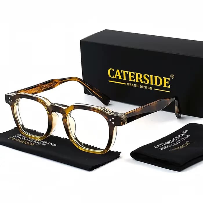 Caterside Nouvelles Lunettes Carrées Plates pour Hommes et Femmes, Monture Rétro en TR, Lunettes de
