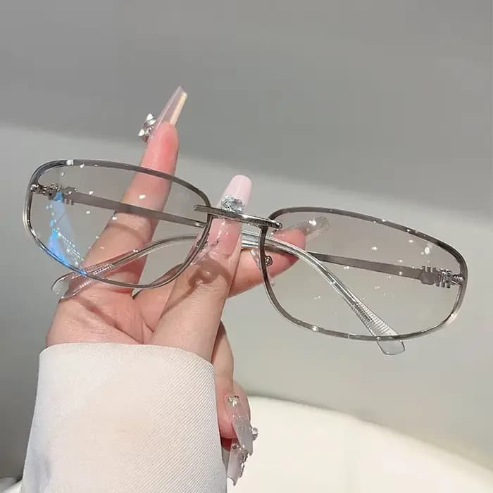 Lunettes de soleil argentées Y2K pour femmes