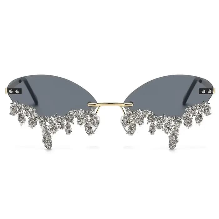 Lunettes de soleil sans monture en diamant pour femme