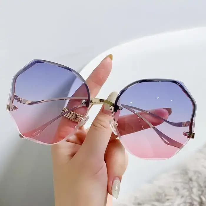 Lunettes de soleil polygone sans bords pour femmes