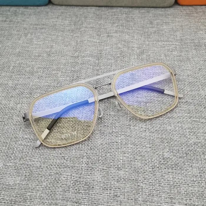 Lunettes carrées ultra-légères à double faisceau en titane pour hommes et femmes