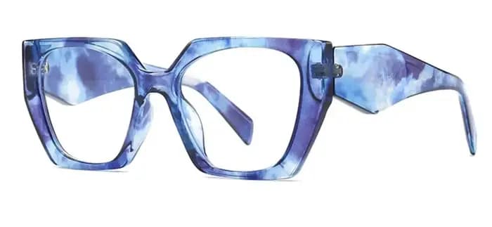 Unique Purple Flower Computer Reading Glasses Women Brand Designer Large Polygon Square Ray Filter Eyeglasses Frames Diopter +3