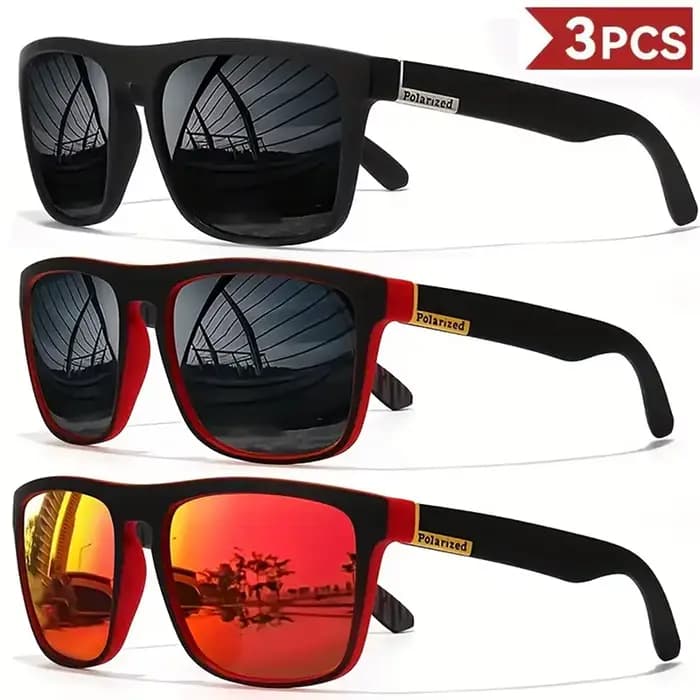 1/3/4PCS Lunettes de soleil carrées classiques pour hommes, légères, monture en PC, UV400, pour la c