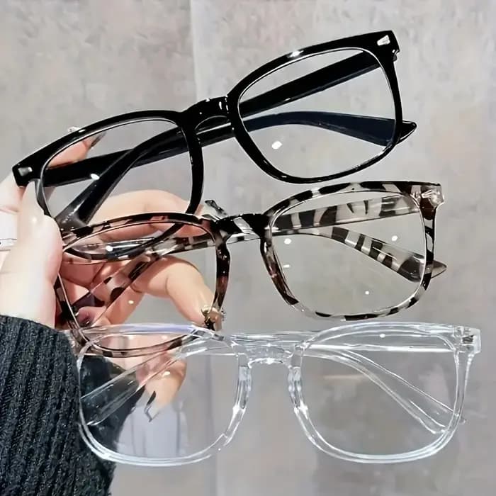 3 paires de lunettes à verres transparents à la mode de style Y2K adaptées à un usage quotidien pour hommes et femmes