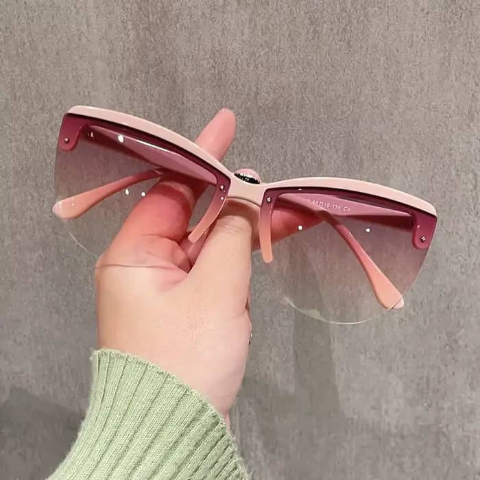 Lunettes de soleil œil de chat pour femmes, demi-monture rétro, lunettes de soleil décoratives à la