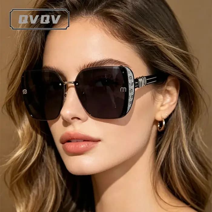 QVQV Lunettes de soleil carrées de luxe pour femmes, de haute qualité, avec lettres, style vintage, tendance, pour la conduite, Gafas De Sol