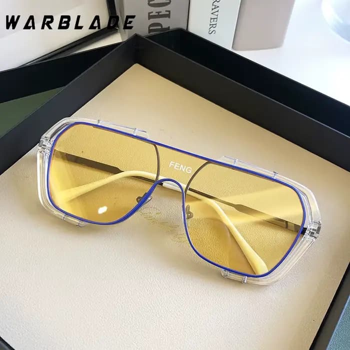 Lunettes de soleil carrées surdimensionnées en métal pour homme et femme