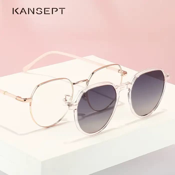 KANSEPT métal oeil de chat lunettes de soleil femmes 2022 pince magnétique couverture Vintage optiqu