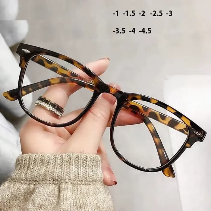 1 -1.5-2-2.5-3-3.5-4Vintage léopard myopie lunettes femmes hommes Transparent myope Prescription