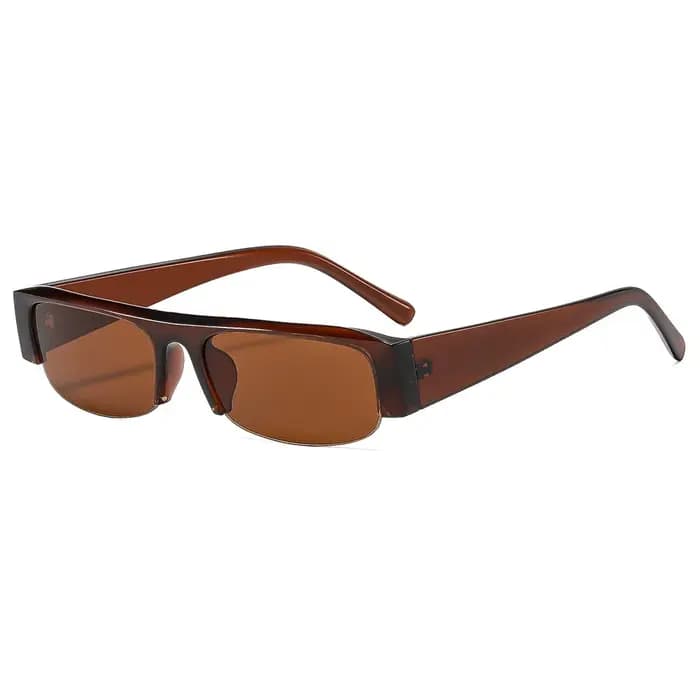 Lunettes de soleil vintage rectangulaires petites demi-cerclées noires pour femmes