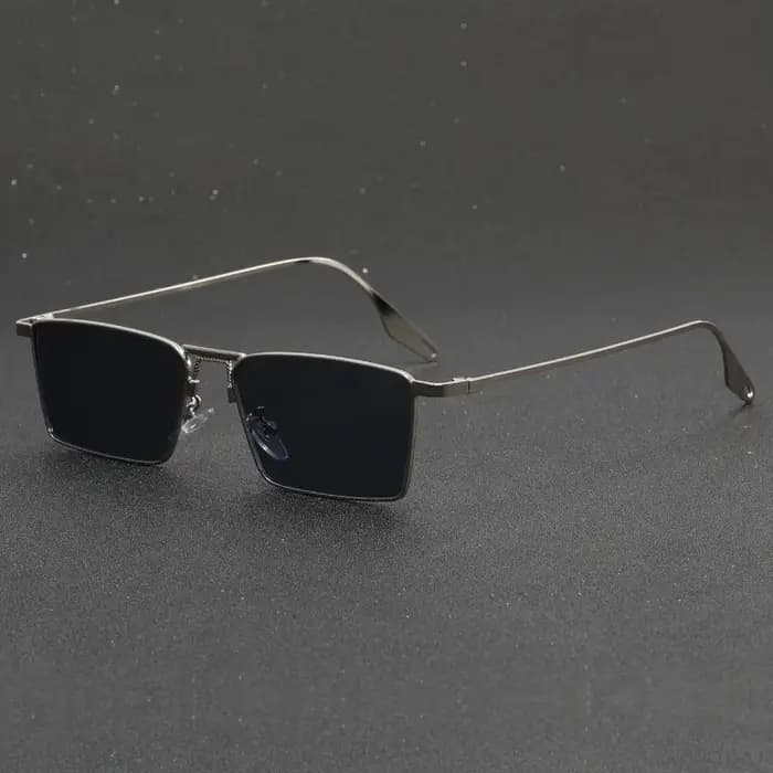 Lunettes de soleil unisexes rectangulaires en métal, personnalisables, simples et tendance, style rétro européen et américain