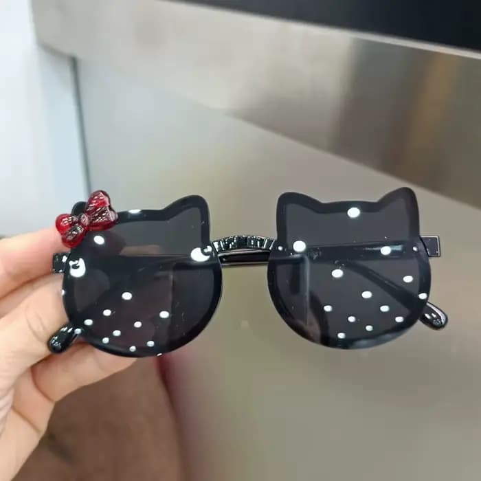 Nouveaux enfants lunettes de soleil de bande dessinée oeil de chat nœud papillon couleur océan lunet