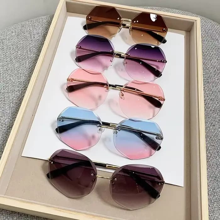Lunettes de soleil carrées sans bords pour femmes et hommes