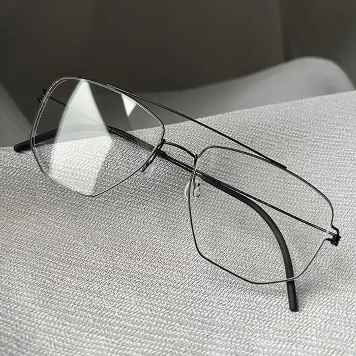 Danemark marque hommes lunettes carrées cadre Double faisceau titane