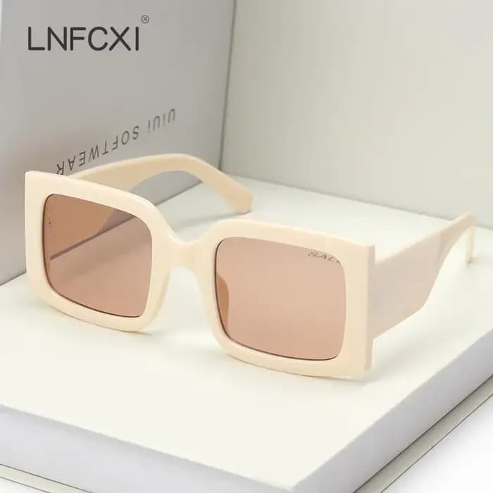 JNPCXI Lunettes de soleil rectangulaires vintage beiges pour femmes