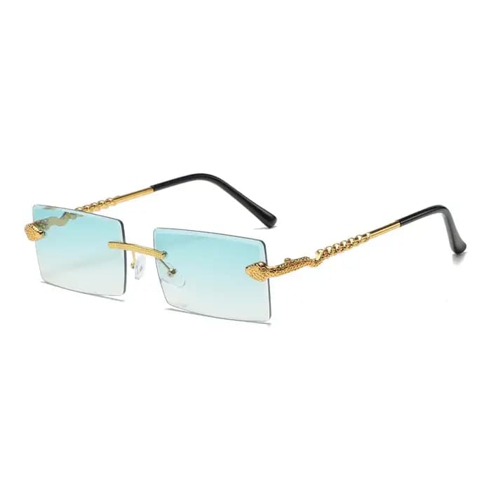 Lunettes de soleil carrées vintage sans monture motif serpent pour hommes et femmes