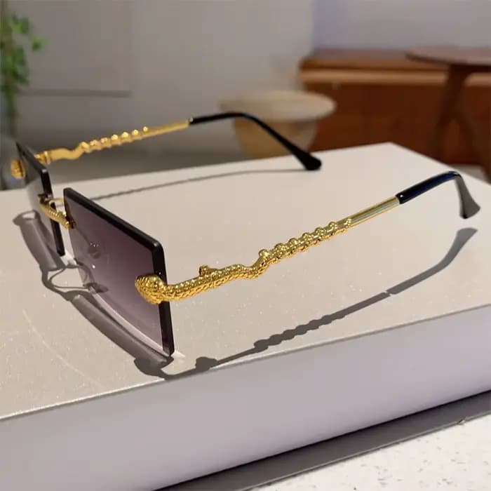 Lunettes de soleil en métal en forme de serpent sans monture