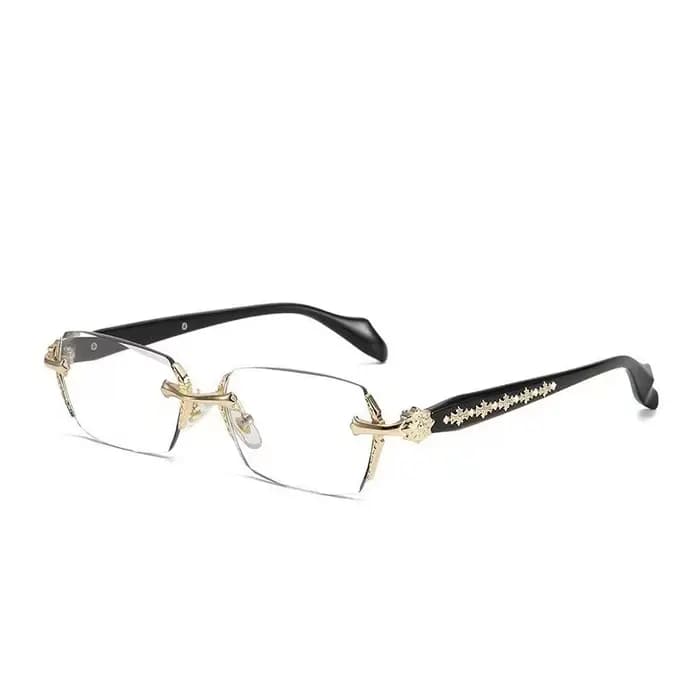 Lunettes rectangulaires rétro sans monture pour femmes et hommes