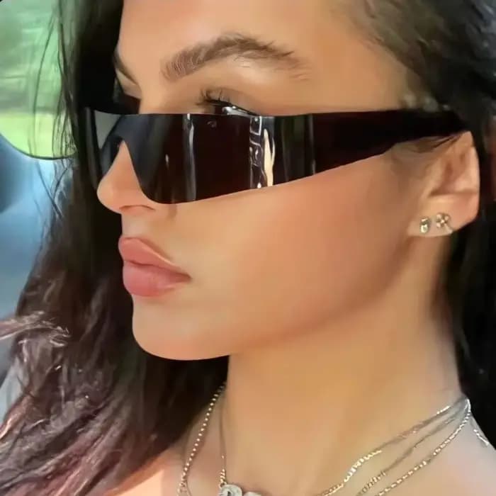 Future une pièce Y2K lunettes de soleil sans monture femmes rétro
