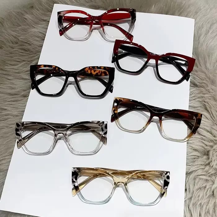 Marque de luxe concepteur femmes mode oeil de chat Anti lumière bleue lunettes Double couleur grand cadre dame