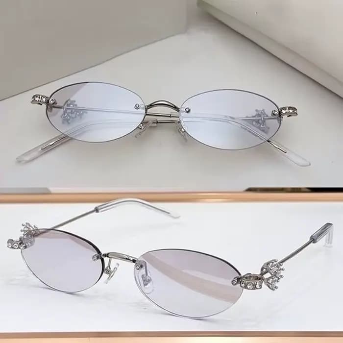 Lunettes de soleil ovales de luxe exquises sans monture