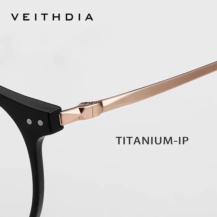 Lunettes optiques anti-lumière bleue de marque VEITHDIA, monture en titane TR90, anti-fatigue, pour lecture sur ordinateur, rondes, unisexes, E71F03