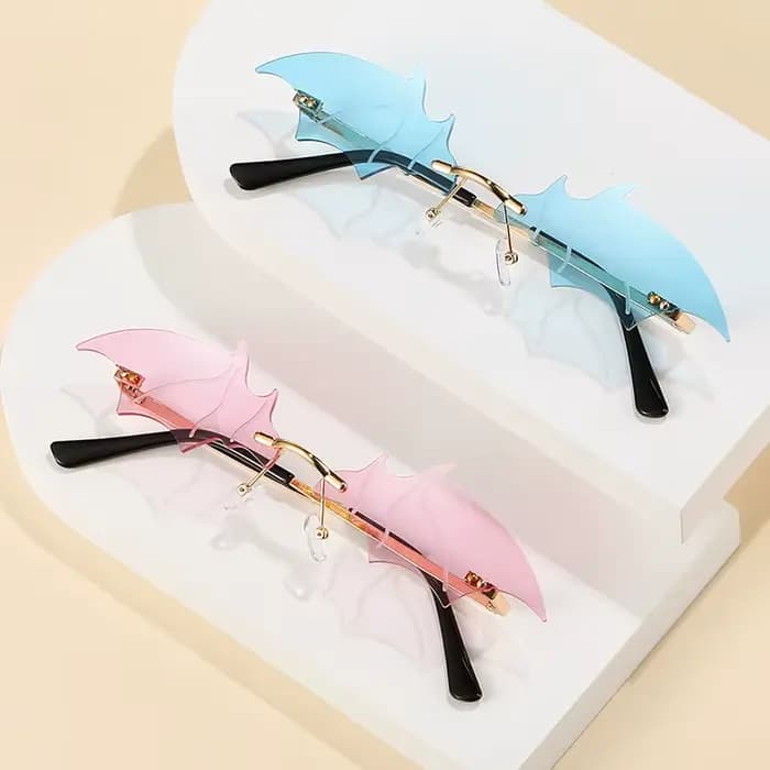 Lunettes de soleil sans monture en forme de chauve-souris 2026 pour femmes et hommes