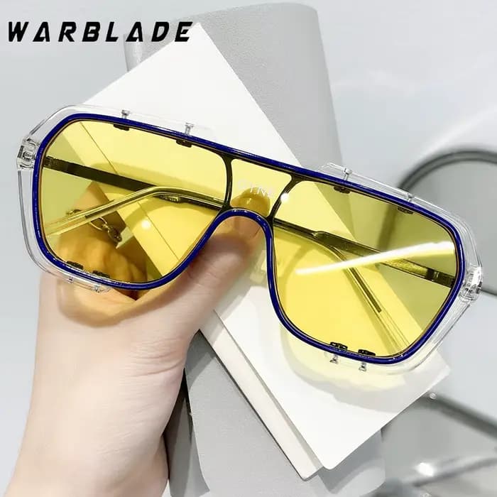 Lunettes de soleil carrées surdimensionnées en métal pour homme et femme, accessoire de styliste de
