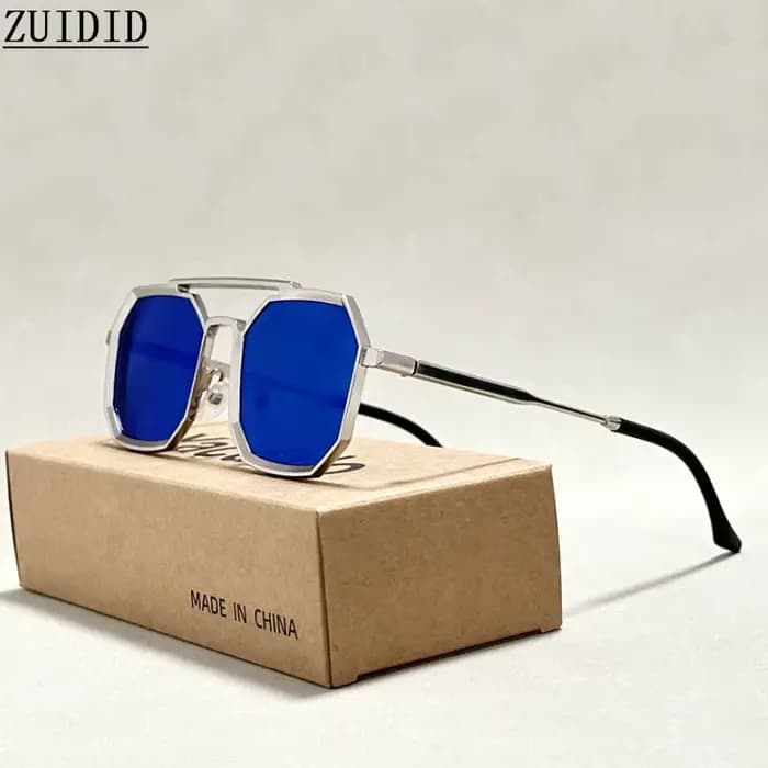 Lunettes de Soleil Carrées Bleues pour Homme et Femme