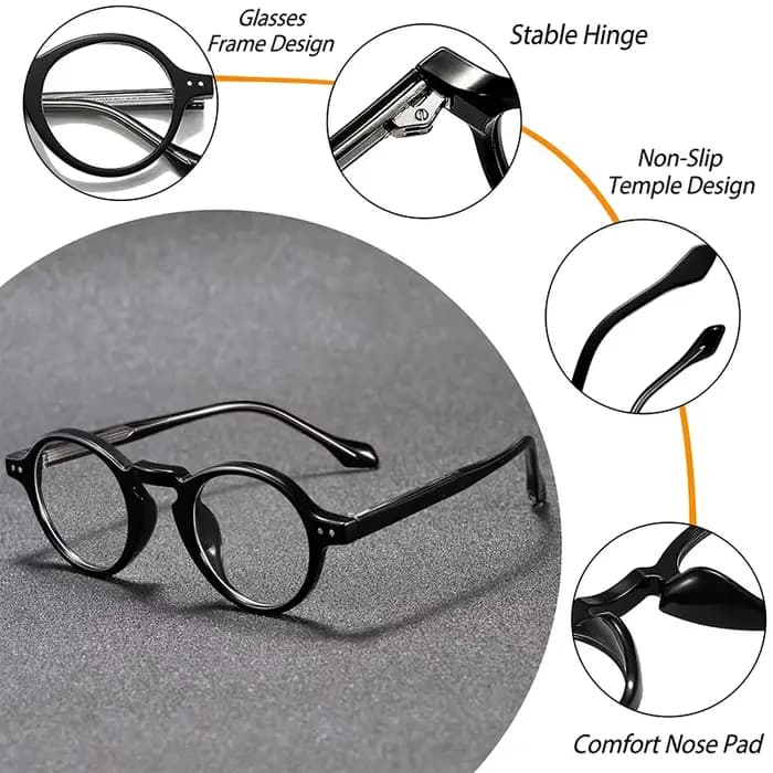 HBK Vintage rond hommes petites lunettes cadre de haute qualité marque Design Anti lumière bleue
