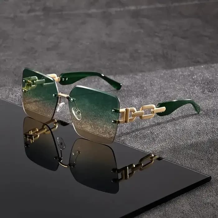 Lunettes de soleil de luxe surdimensionnées sans monture pour femme