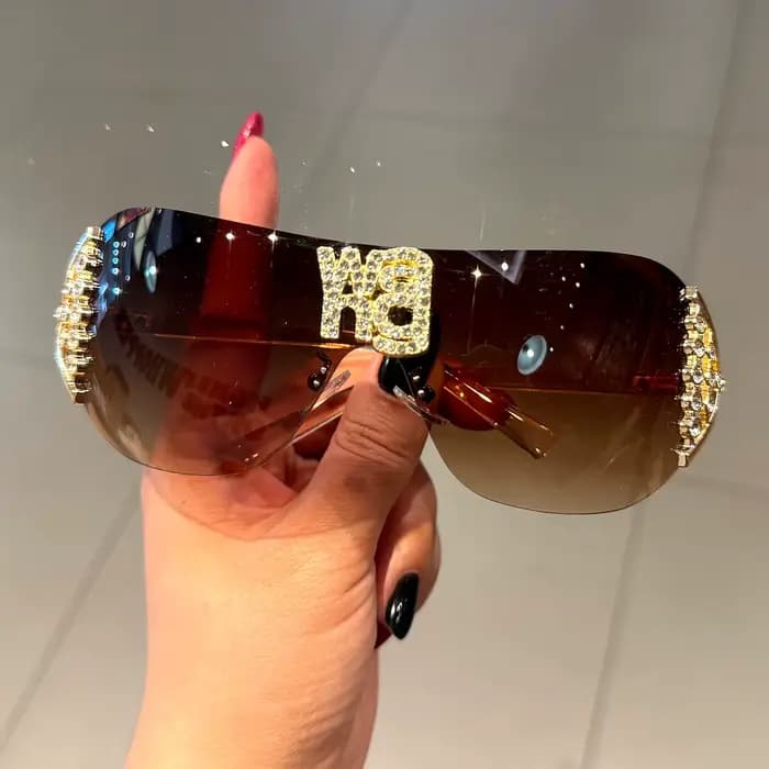 Lunettes de soleil de luxe y2k sans monture pour femmes