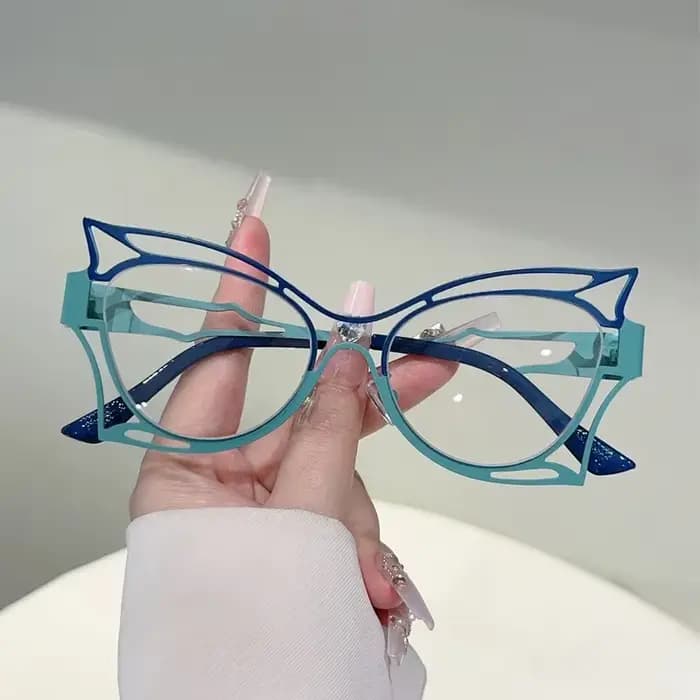 KAMMPT lunettes en forme de papillon femmes mode jante creuse blocage de la lumière bleue montures optiques