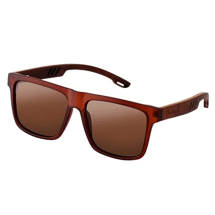 Lunettes de soleil polarisées carrées en bois HU WOOD pour hommes et femmes