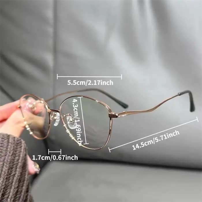 Lunettes de vue Y2K style œil de chat - Filtre anti-lumière bleue - Sans correction - Monture intégrale en métal