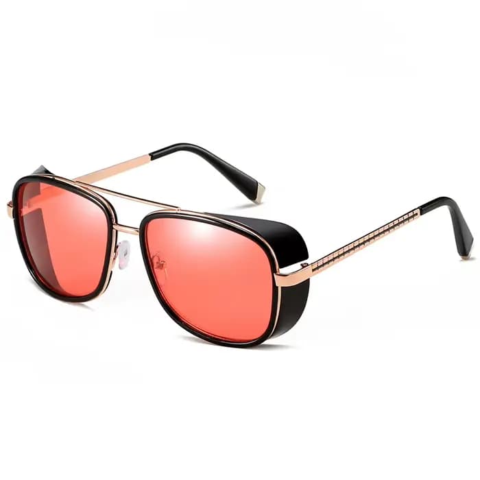 Lunettes de soleil Tony Stark à monture métallique, grandes lunettes de soleil carrées pour hommes,