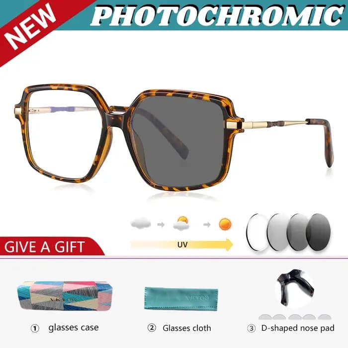Lunettes de soleil photochromiques anti-bleu à grand cadre
