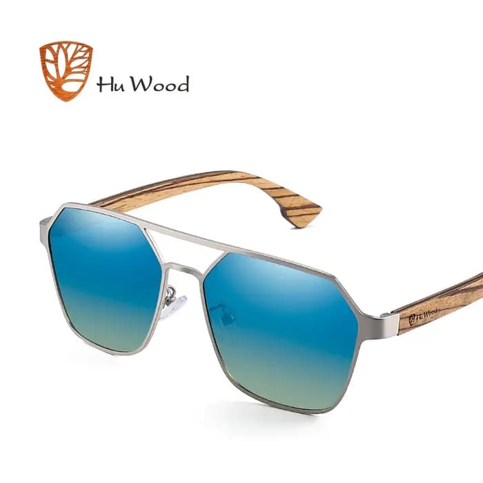 Hu Wood lunettes de soleil carrées en métal de haute qualité pour hommes femmes