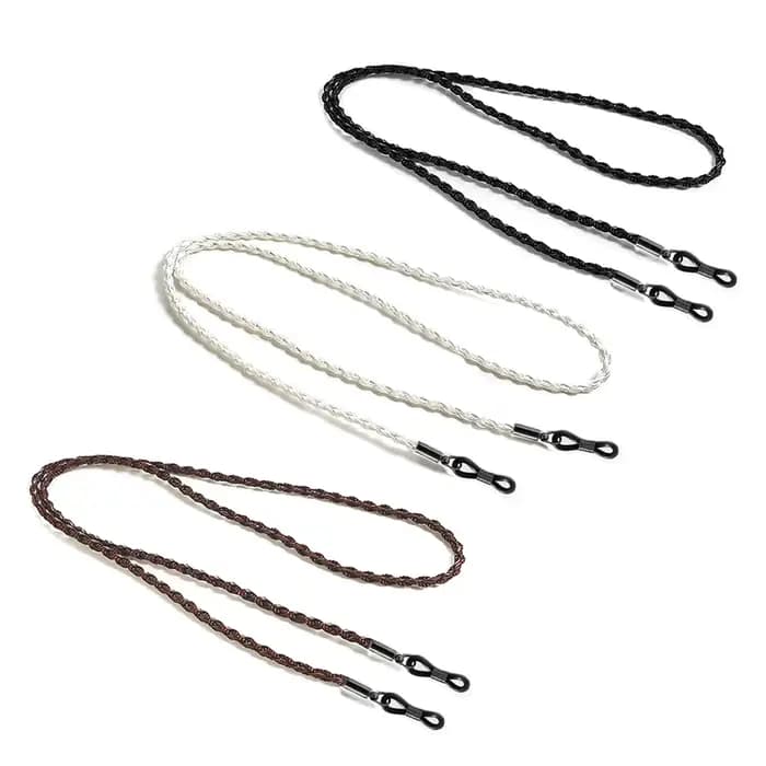 Cordon à lunettes 3 pièces en PU tressé à la main