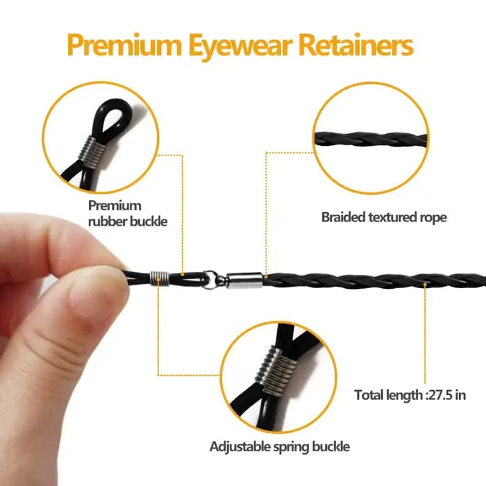 Cordon à lunettes 3 pièces en PU tressé à la main