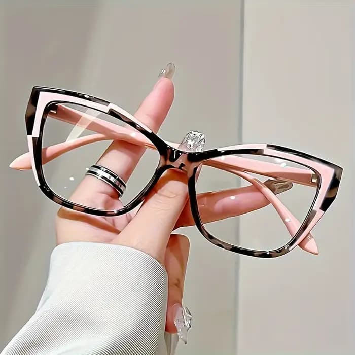 Lunettes de lecture œil de chat élégantes pour femmes, design à la mode, bloc de couleur, anti-lumiè