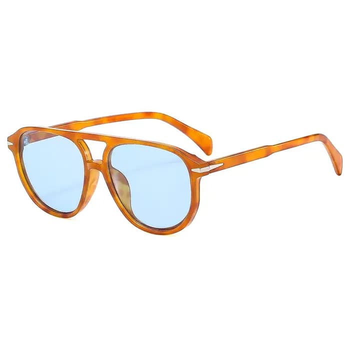 Lunettes de soleil pilote bleues à double pont