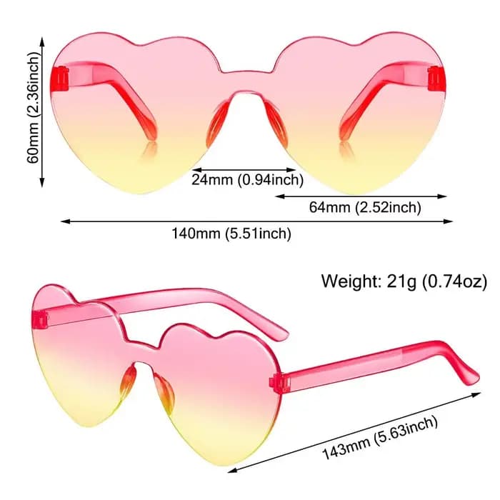 Lunettes de soleil colorées en forme de cœur