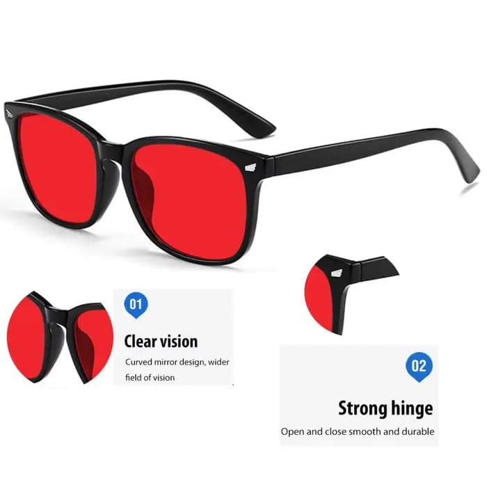 Lunettes anti-lumière bleue avec verres rouges pour bloquer la lumière bleue